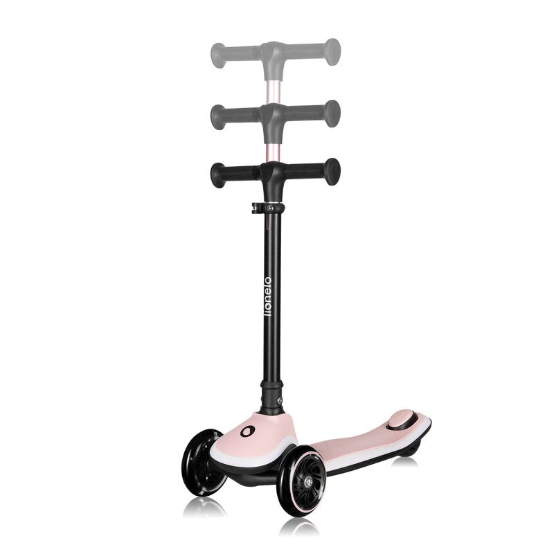 Trotineta pentru copii, Lionelo, Mey, Ultrapliabila, Cu lumini si cosulet, Maner ajustabil pe inaltime, 3 ani+, Pana la 50 Kg, Ultra usor, 2.8 kg, Conform cu standardul EN71-1/2/3, Certificata Intertek, Roz - gogobaby.ro