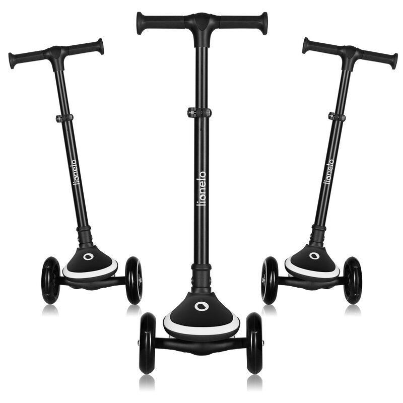Trotineta pentru copii, Lionelo, Mey, Ultrapliabila, Cu lumini si cosulet, Maner ajustabil pe inaltime, 3 ani+, Pana la 50 Kg, Ultra usor, 2.8 kg, Conform cu standardul EN71-1/2/3, Certificata Intertek, Negru - gogobaby.ro