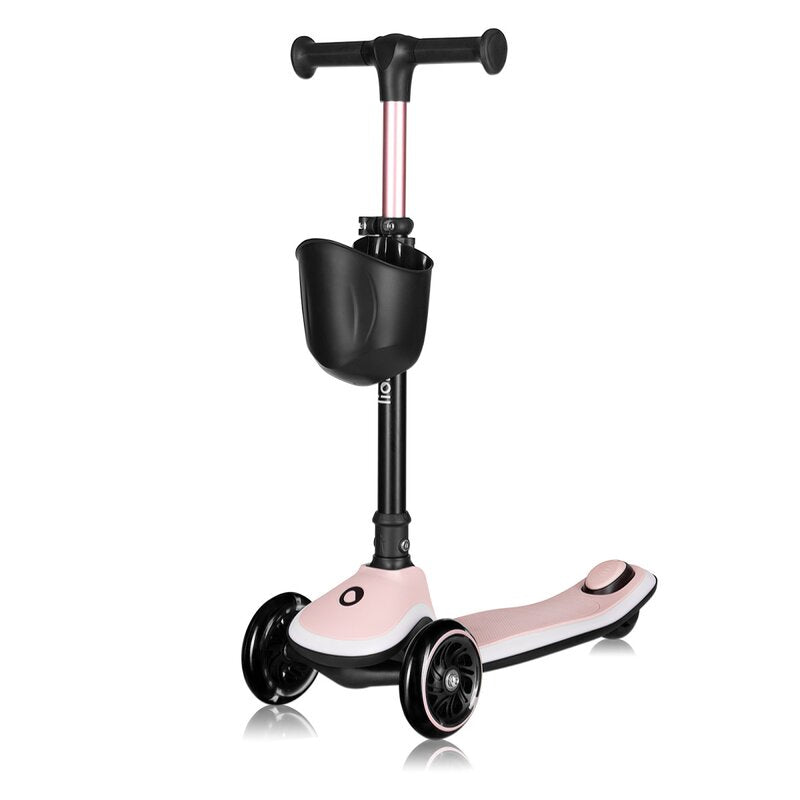 Trotineta pentru copii, Lionelo, Mey, Ultrapliabila, Cu lumini si cosulet, Maner ajustabil pe inaltime, 3 ani+, Pana la 50 Kg, Ultra usor, 2.8 kg, Conform cu standardul EN71-1/2/3, Certificata Intertek, Roz - gogobaby.ro