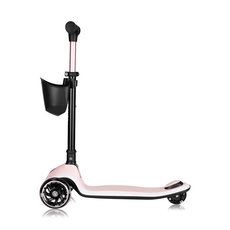 Trotineta pentru copii, Lionelo, Mey, Ultrapliabila, Cu lumini si cosulet, Maner ajustabil pe inaltime, 3 ani+, Pana la 50 Kg, Ultra usor, 2.8 kg, Conform cu standardul EN71-1/2/3, Certificata Intertek, Roz - gogobaby.ro