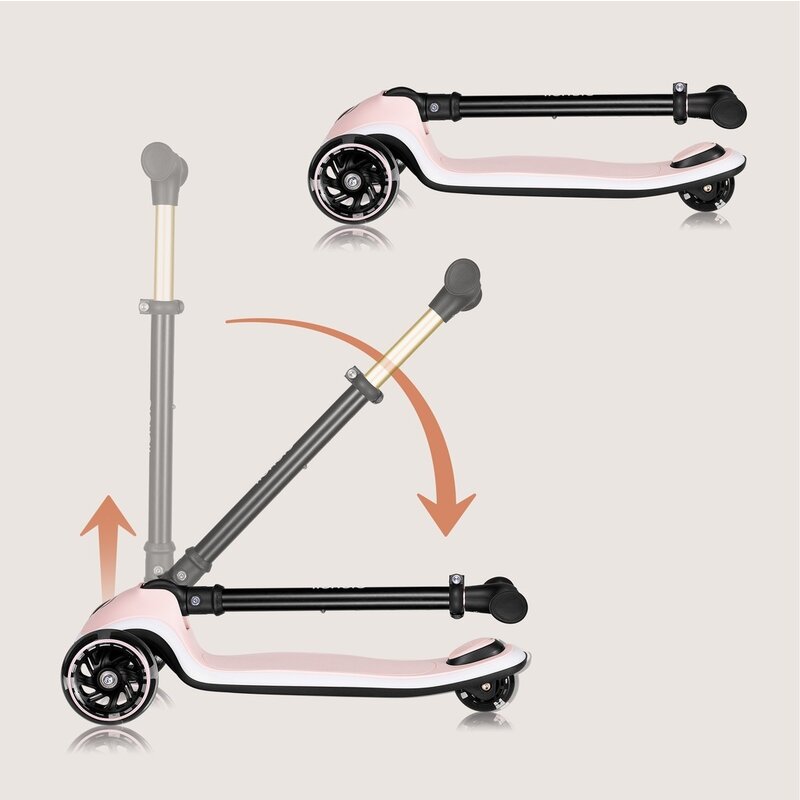 Trotineta pentru copii, Lionelo, Mey, Ultrapliabila, Cu lumini si cosulet, Maner ajustabil pe inaltime, 3 ani+, Pana la 50 Kg, Ultra usor, 2.8 kg, Conform cu standardul EN71-1/2/3, Certificata Intertek, Roz - gogobaby.ro