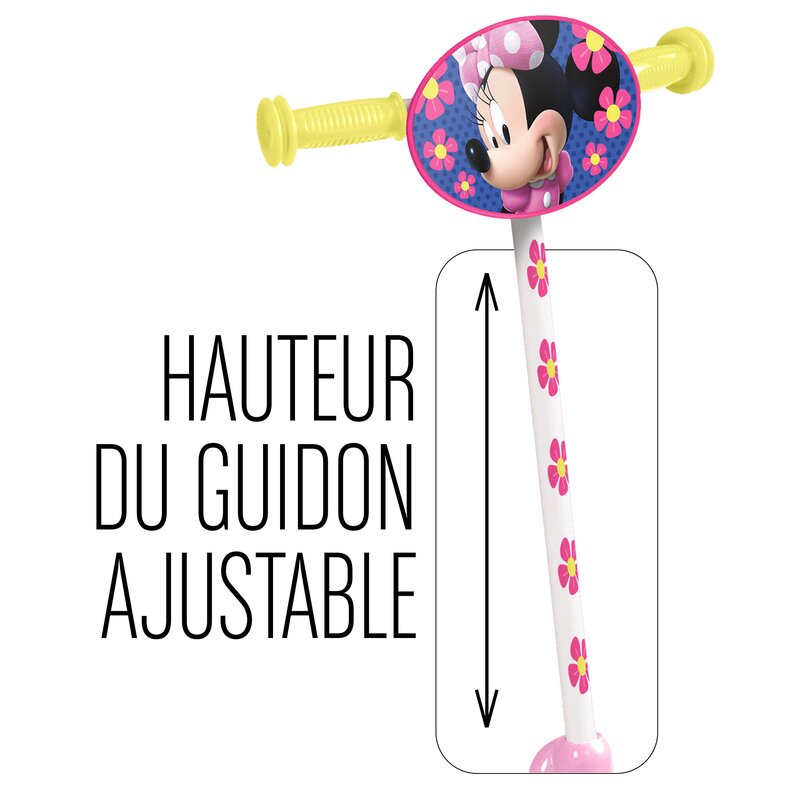 Trotineta, Stamp, Minnie Mouse, Cu 3 roti, Pana la 20 kg, Cu platforma antiderapanta, Cadru din otel, Roti din PVC, Ghidon reglabil, 2-4 ani, Pink - gogobaby.ro