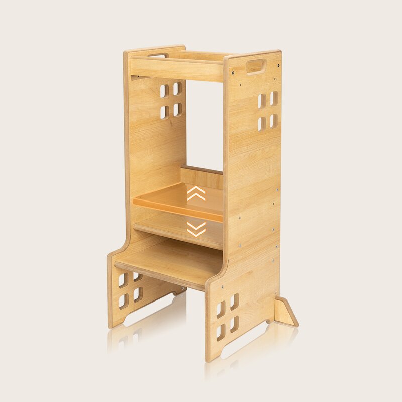 Turn de invatare Montessori, Lionelo, Cass, Functie de raft pentru carti, Pana la 30 kg, 12 luni - 6 ani, Din MDF si furnir, 3 trepte de inaltime, Alb - gogobaby.ro