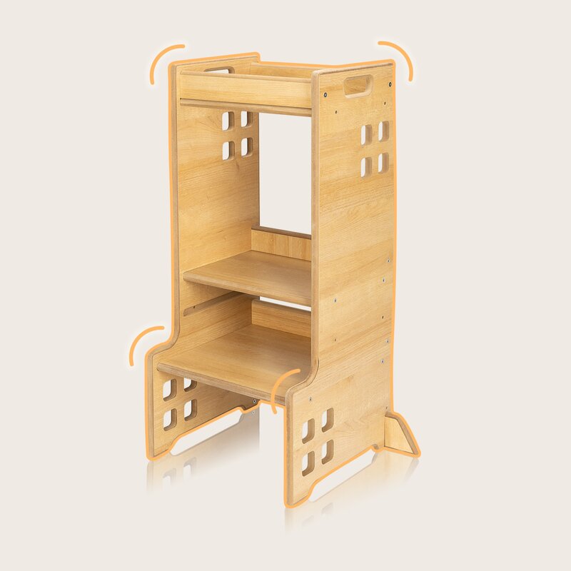Turn de invatare Montessori, Lionelo, Cass, Functie de raft pentru carti, Pana la 30 kg, 12 luni - 6 ani, Din MDF si furnir, 3 trepte de inaltime, Alb - gogobaby.ro