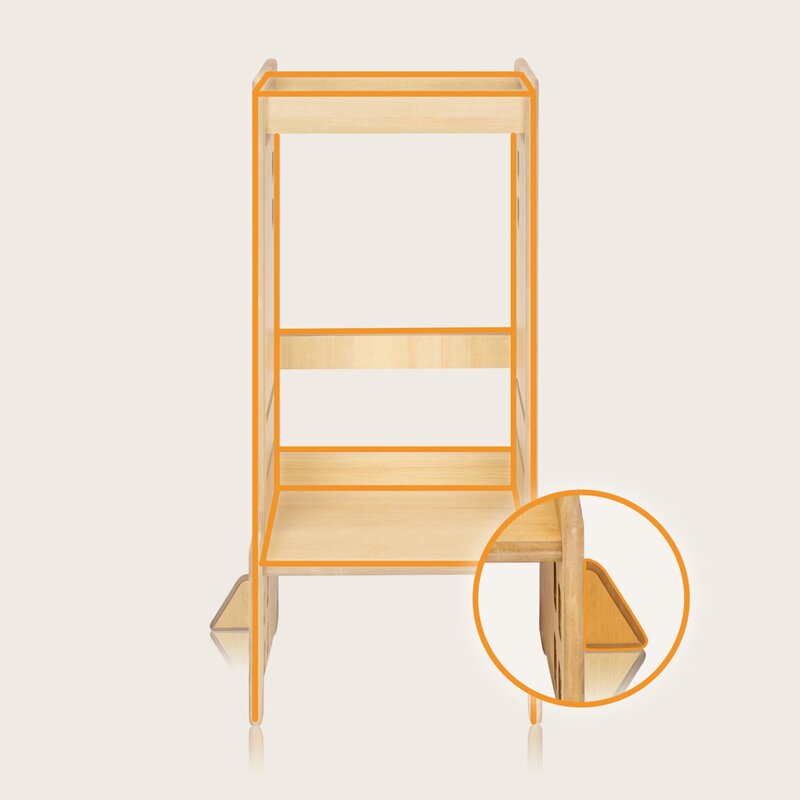 Turn de invatare Montessori, Lionelo, Cass, Functie de raft pentru carti, Pana la 30 kg, 12 luni - 6 ani, Din MDF si furnir, 3 trepte de inaltime, Alb - gogobaby.ro