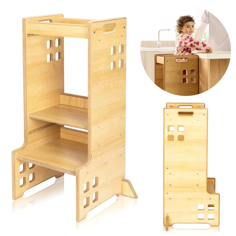 Turn de invatare Montessori, Lionelo, Cass, Functie de raft pentru carti, Pana la 30 kg, 12 luni - 6 ani, Din MDF si furnir, 3 trepte de inaltime, Alb - gogobaby.ro