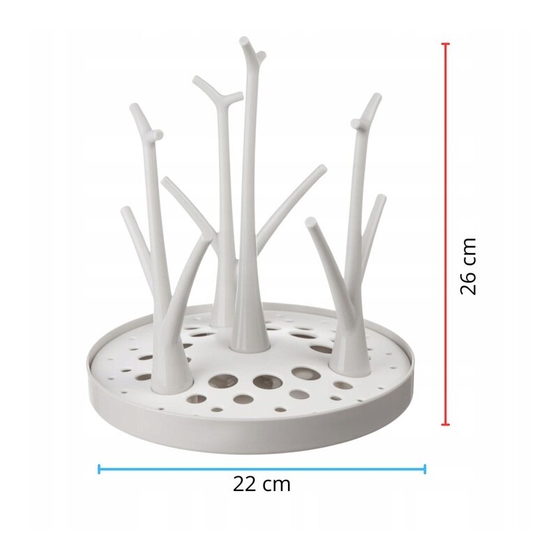Uscator, Bocioland, Pentru biberoane, Cu design flexibil, Fara BPA, Pentru 8 recipiente, 22x26 cm, White - gogobaby.ro