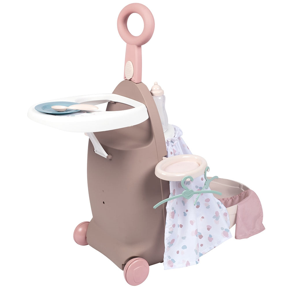 Valiza multifunctionala pentru papusi Smoby Baby Nurse 3 in 1 maro - gogobaby.ro