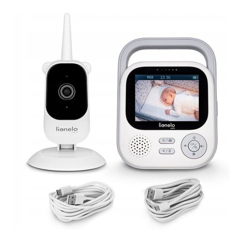 Video monitor, Lionelo, Babyline 3.2, Full HD, Comunicare bidirectionala, 2.8 inch, Cu sunete si mod de noapte, Cu 5 niveluri de detectare a sunetului, Alb - gogobaby.ro