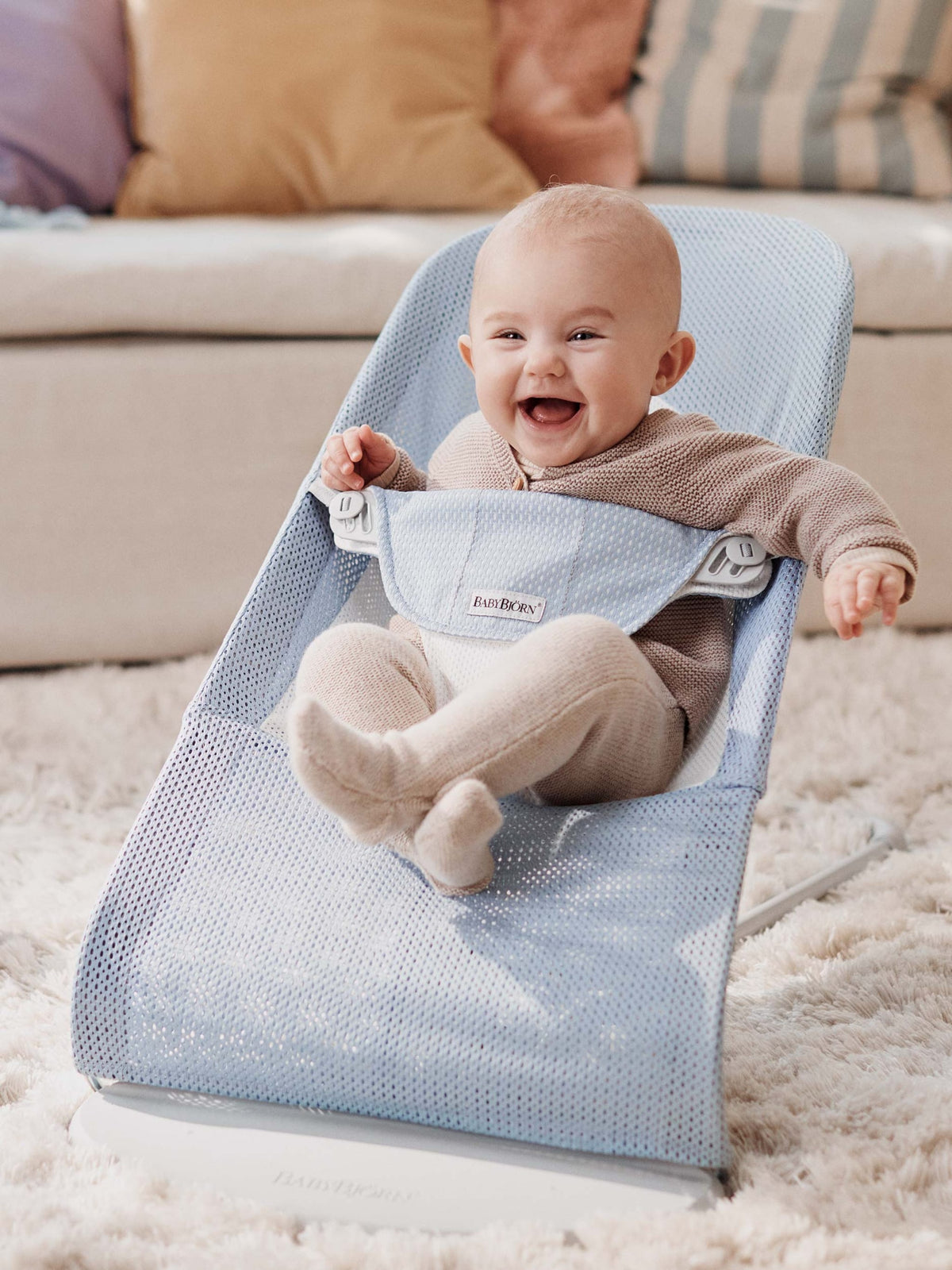 Baby Bjorn - Balansoar Balance Soft, Sky Blue/White, Mesh