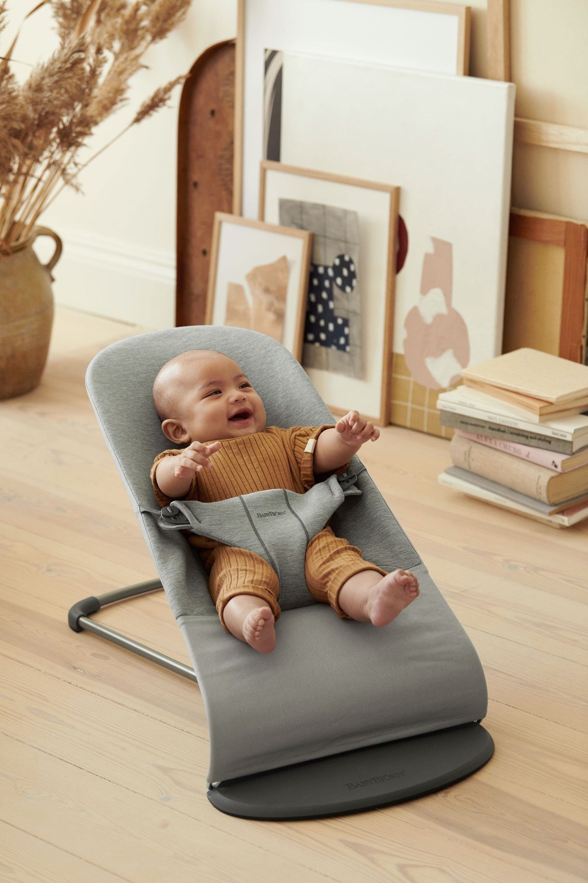 BabyBjorn - Balansoar Bliss Light Grey, 3D Jersey, cu bara de jucarii