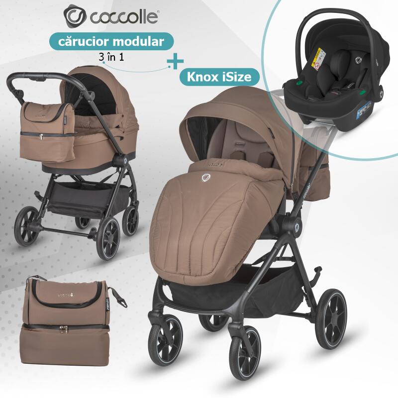 Carucior modular 2in1 Coccolle Serry Light taupe+ Scoica auto iSize Coccolle Knox Black