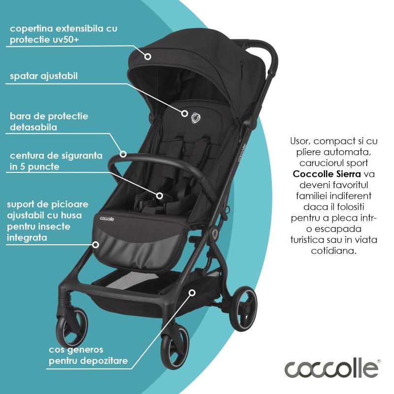 Carucior sport cu pliere automata Coccolle Sierra Diamond black - gogobaby.ro