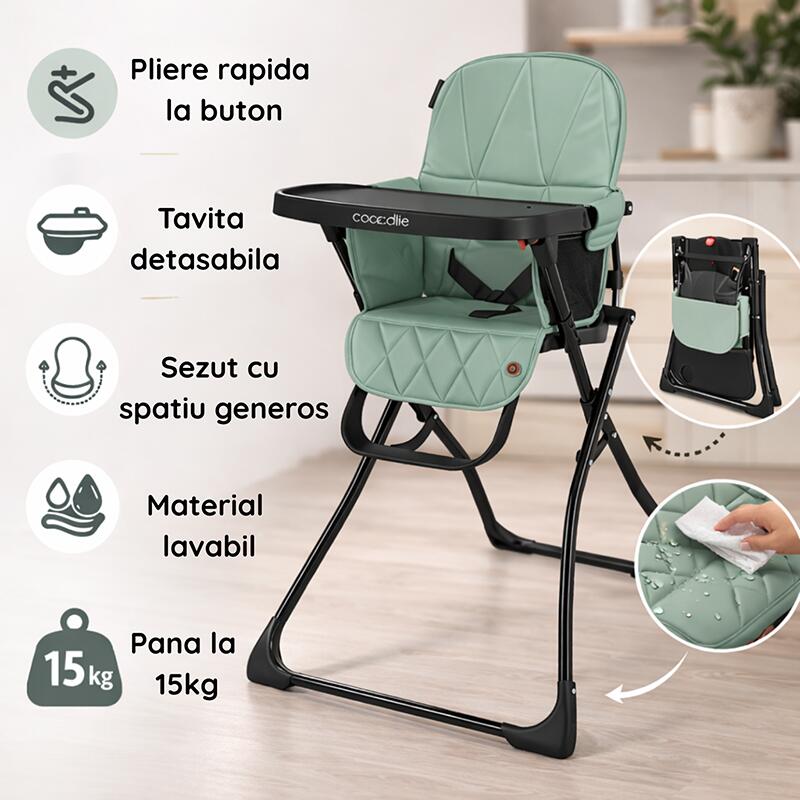 Scaun de luat masa Coccolle Miso Emerald green
