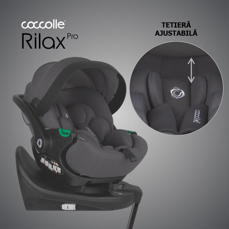 Scoica auto iSize Coccolle Rilax Greystone + Baza isofix iSize