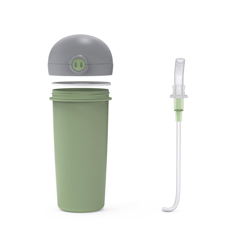Sticla de plastic cu pai Nava 380ml verde