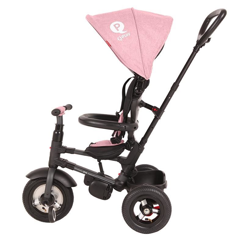 Tricicleta cu roti de cauciuc Qplay Rito Rubber Roz - gogobaby.ro