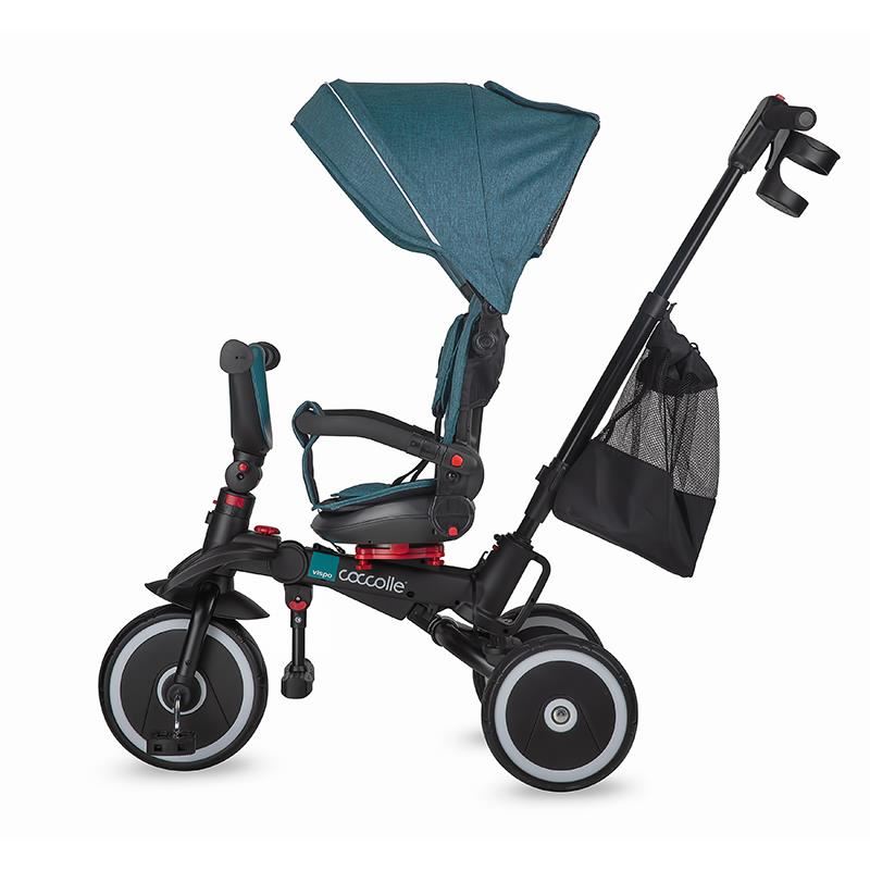 Tricicleta multifunctionala pliabila Coccolle Vispo Turquoise Tide - gogobaby.ro