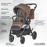 Carucior modular 4in1 Coccolle Serry Light Taupe cu Scoica auto iSize Coccolle Knox Black si Baza isofix iSize Coccolle Knox