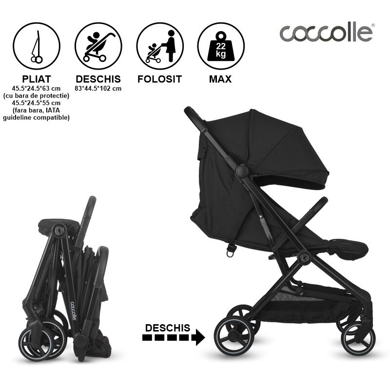 Carucior sport cu pliere automata Coccolle Sierra Diamond black - gogobaby.ro