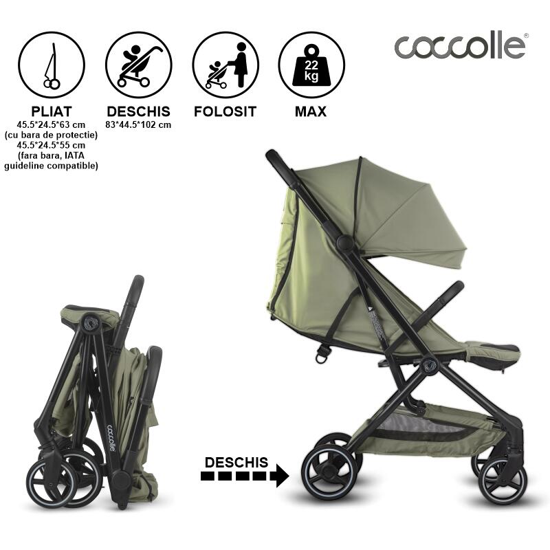 Carucior cu pliere automata Coccolle Sierra Sage green - gogobaby.ro