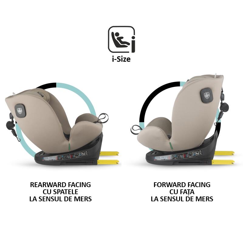 Scaun auto iSize 40-150 cm Coccolle Nova Sand beige+Coccolle protectie bancheta auto mica - gogobaby.ro
