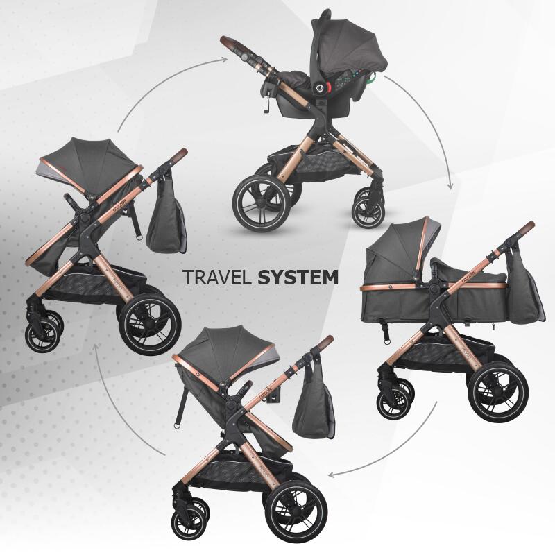 Carucior transformabil 3in1 Coccolle Melora Diamond black