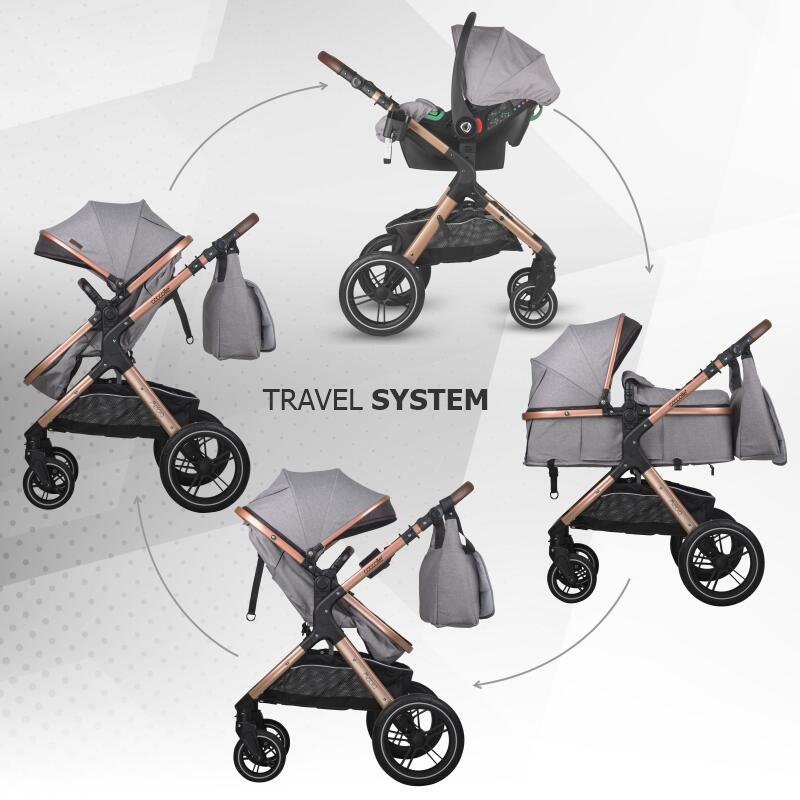 Carucior transformabil 3in1 Coccolle Melora Moonlit grey