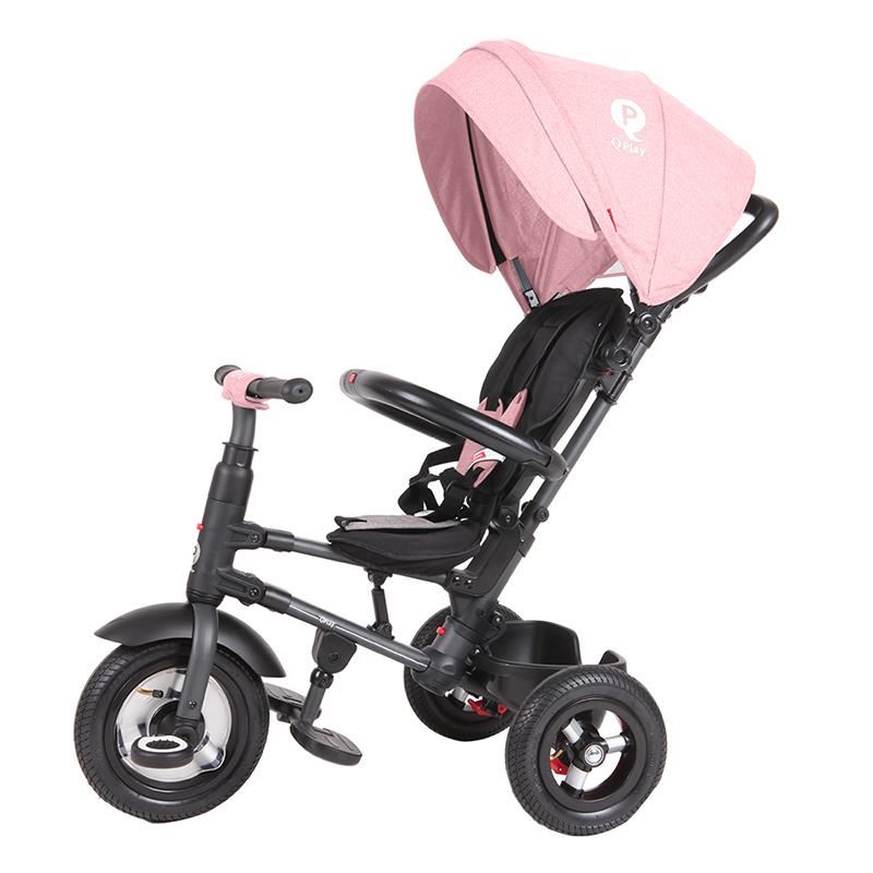 Tricicleta cu roti de cauciuc Qplay Rito Rubber Roz - gogobaby.ro