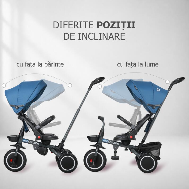 Tricicleta multifunctionala Coccolle Venti Navy blue - gogobaby.ro