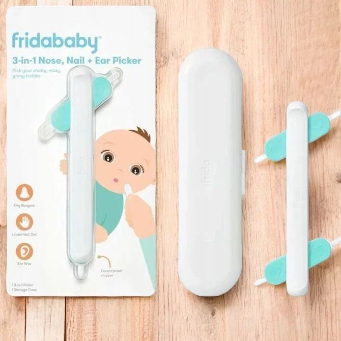 Dispozitiv de curatare, Fridababy, Multifunctional, Cu 4 capete, Pentru unghii, mucoasa nazala, urechi si alte parti ale corpului, Reutilizabil, 0 luni+