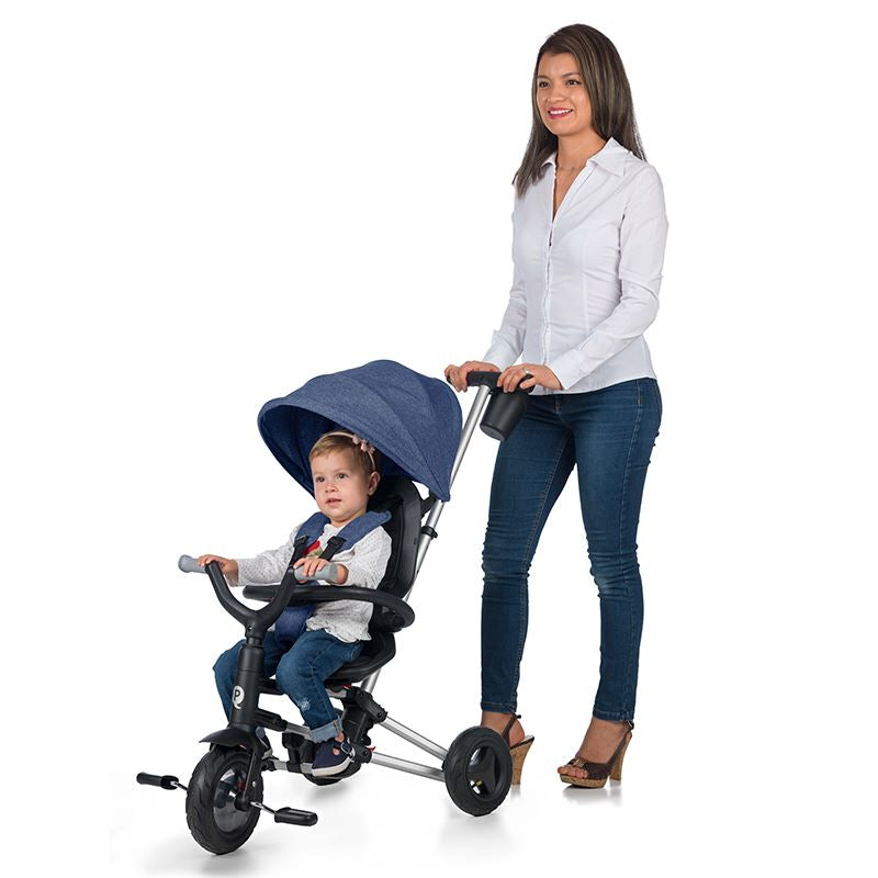 Tricicleta ultrapliabila Qplay Nova Rubber albastru inchis - gogobaby.ro