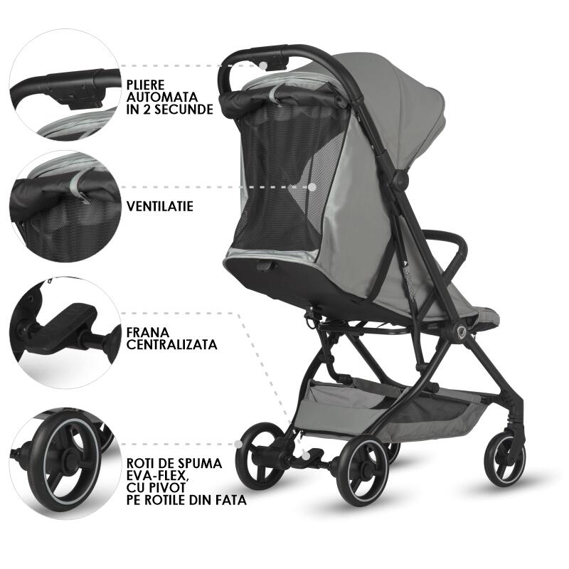 Carucior sport cu pliere automata Coccolle Sierra Greystone - gogobaby.ro
