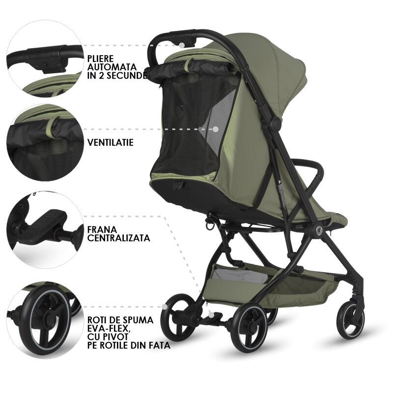 Carucior cu pliere automata Coccolle Sierra Sage green - gogobaby.ro