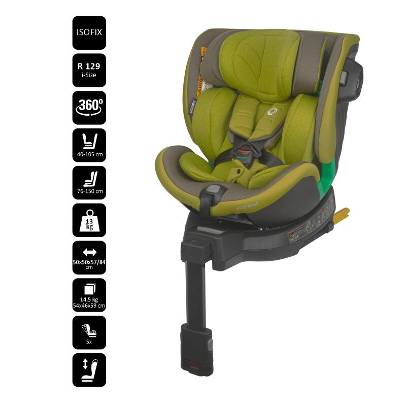 Scaun auto iSize 40-150 cm Coccolle Mago Olive khaki - gogobaby.ro