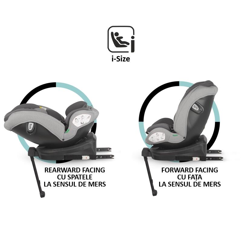 Scaun auto iSize 40-150 cm Coccolle Sidra Moonlit grey+Coccolle protectie bancheta auto mica - gogobaby.ro