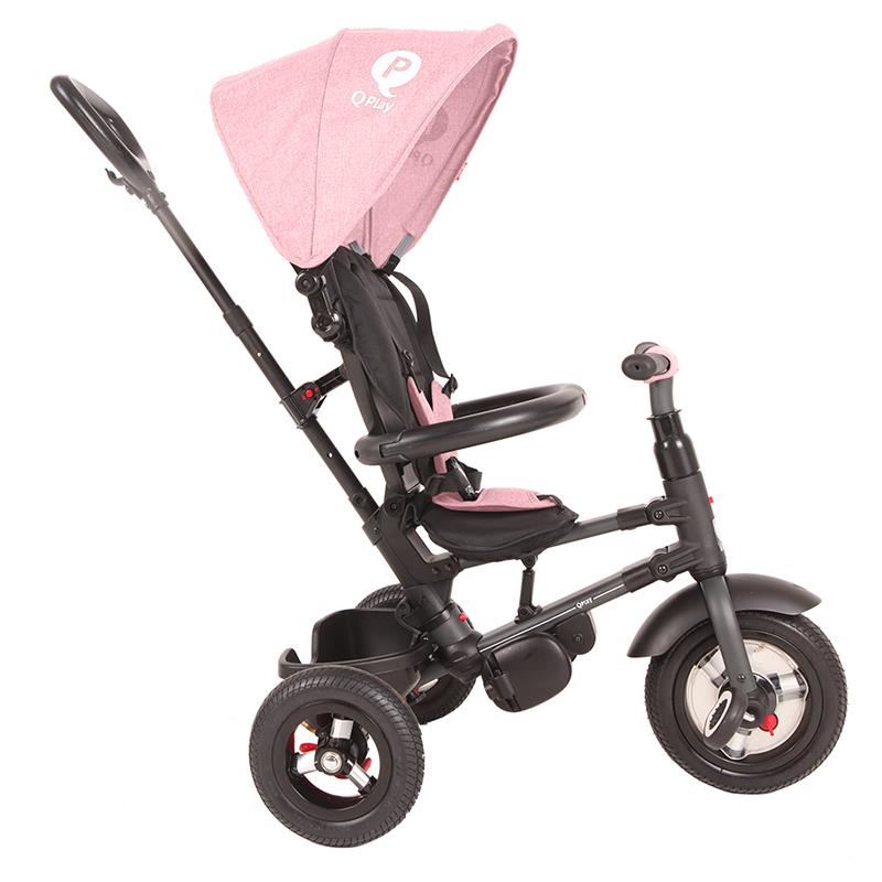 Tricicleta cu roti de cauciuc Qplay Rito Rubber Roz - gogobaby.ro