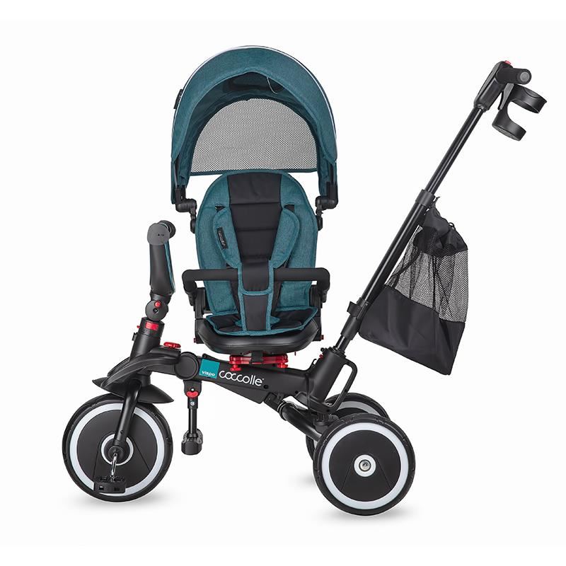Tricicleta multifunctionala pliabila Coccolle Vispo Turquoise Tide - gogobaby.ro