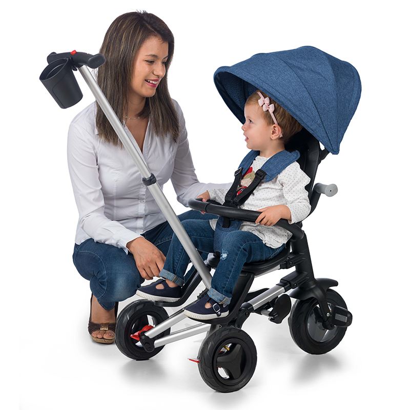 Tricicleta ultrapliabila Qplay Nova Rubber albastru inchis - gogobaby.ro