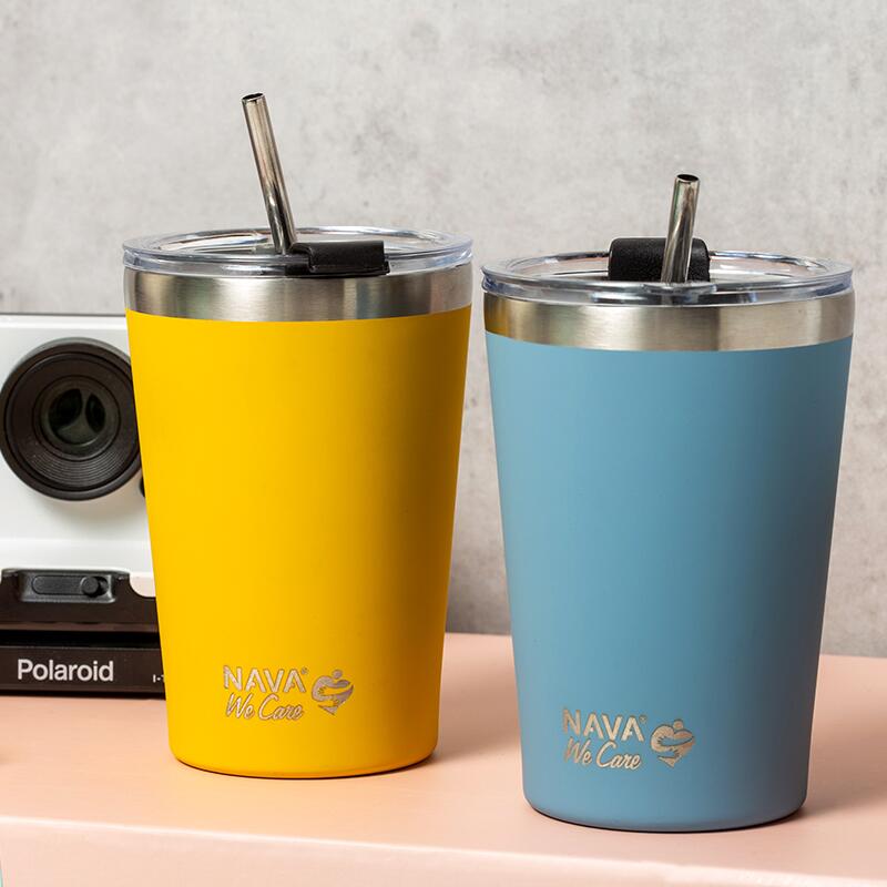 Cana termoizolanta cu pai Nava 450ml galben