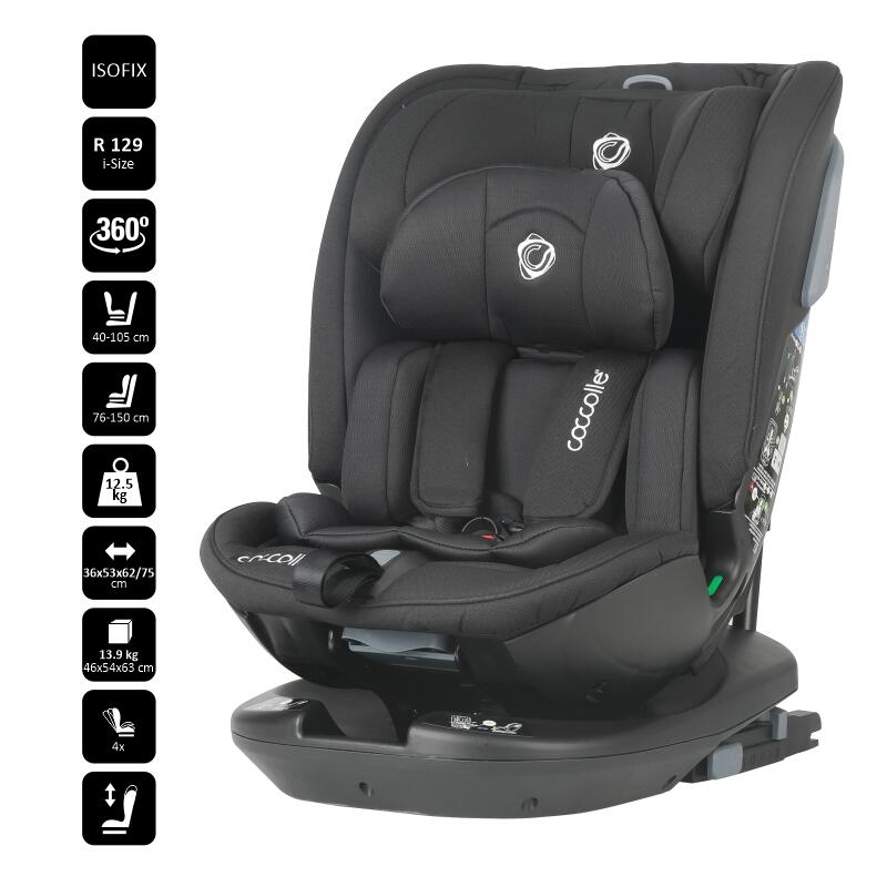 Scaun auto rotativ iSize Coccolle Velsa Jet black - gogobaby.ro