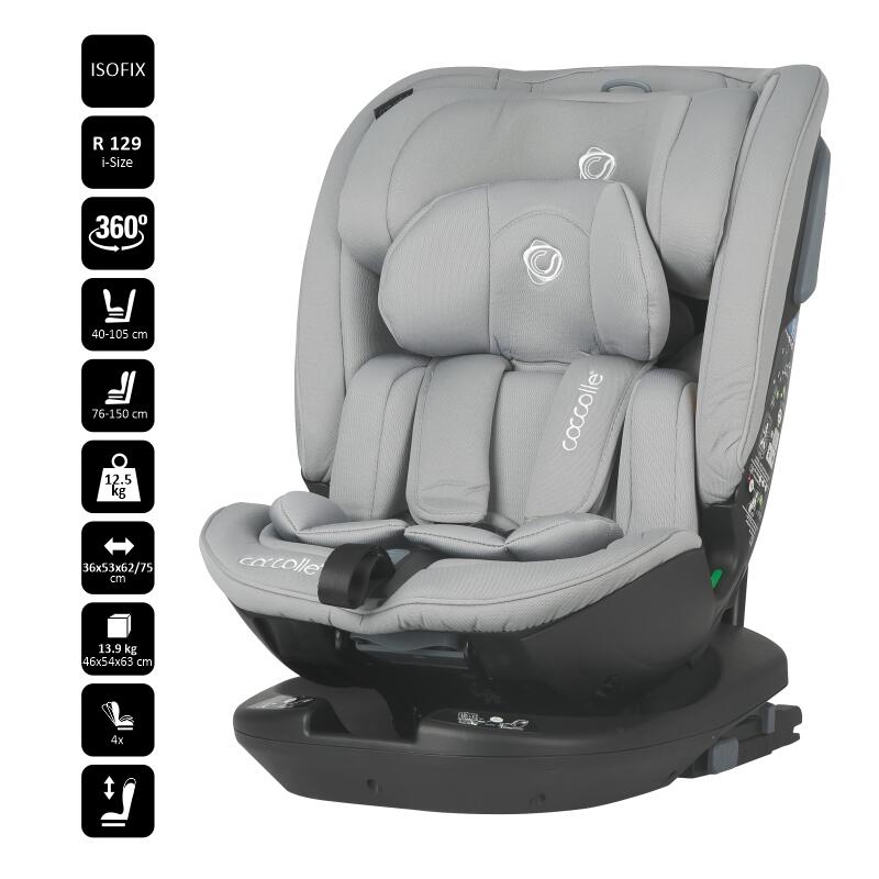 Scaun auto rotativ iSize Coccolle Velsa Neutral grey - gogobaby.ro