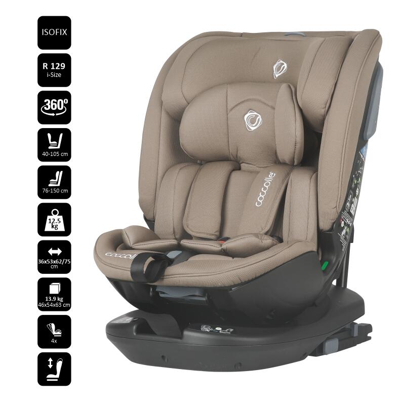 Scaun auto rotativ iSize Coccolle Velsa Taupe brown - gogobaby.ro