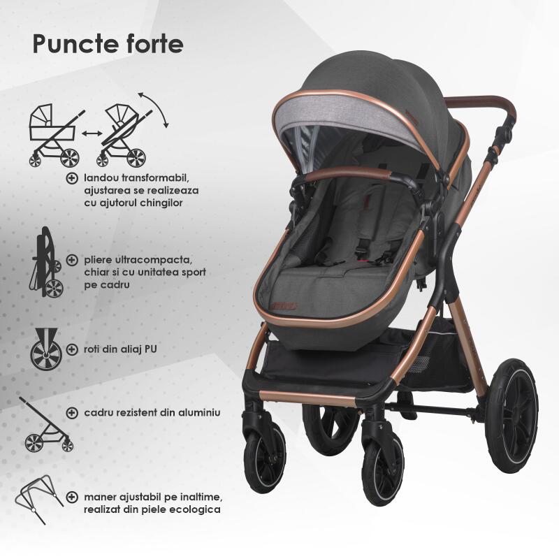 Carucior transformabil 3in1 Coccolle Melora Diamond black
