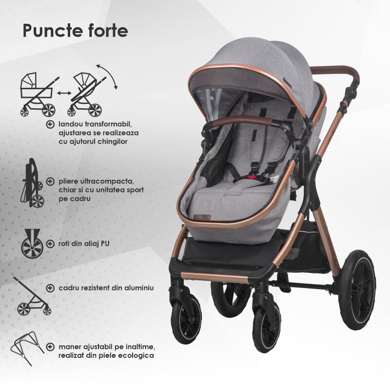 Carucior transformabil 3in1 Coccolle Melora Moonlit grey