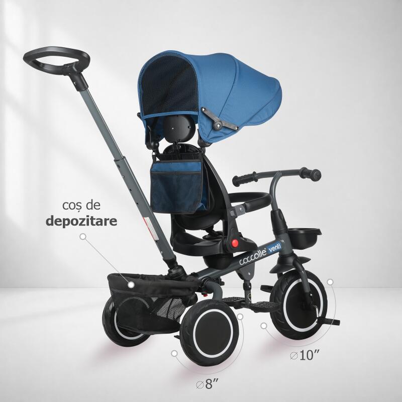 Tricicleta multifunctionala Coccolle Venti Navy blue - gogobaby.ro