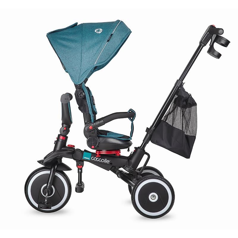 Tricicleta multifunctionala pliabila Coccolle Vispo Turquoise Tide - gogobaby.ro