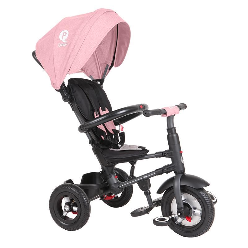 Tricicleta cu roti de cauciuc Qplay Rito Rubber Roz - gogobaby.ro