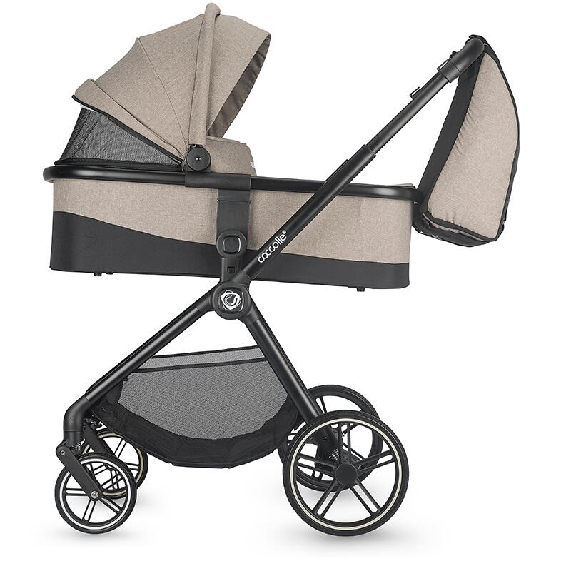 Carucior modular 4in1 Coccolle Lissia Butternut Beige cu Scoica auto iSize Coccolle Rilax Black si Baza isofix iSize Coccolle Rilax