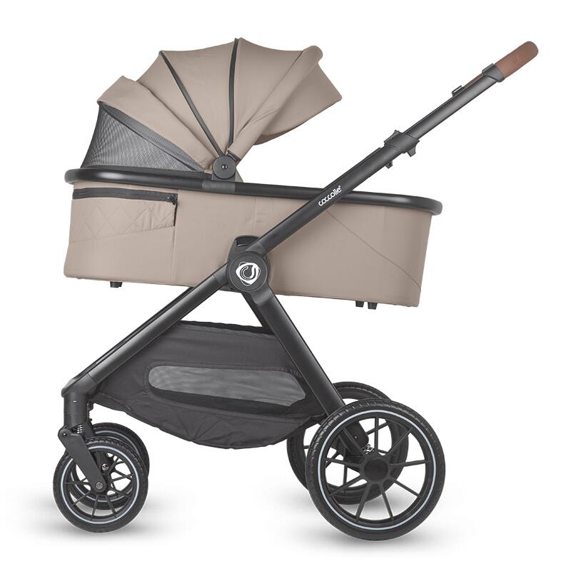 Sistem modular 4in1 Coccolle Aspen Sand Beige cu Scoica auto iSize Coccolle Knox Black si Baza isofix iSize Coccolle Knox
